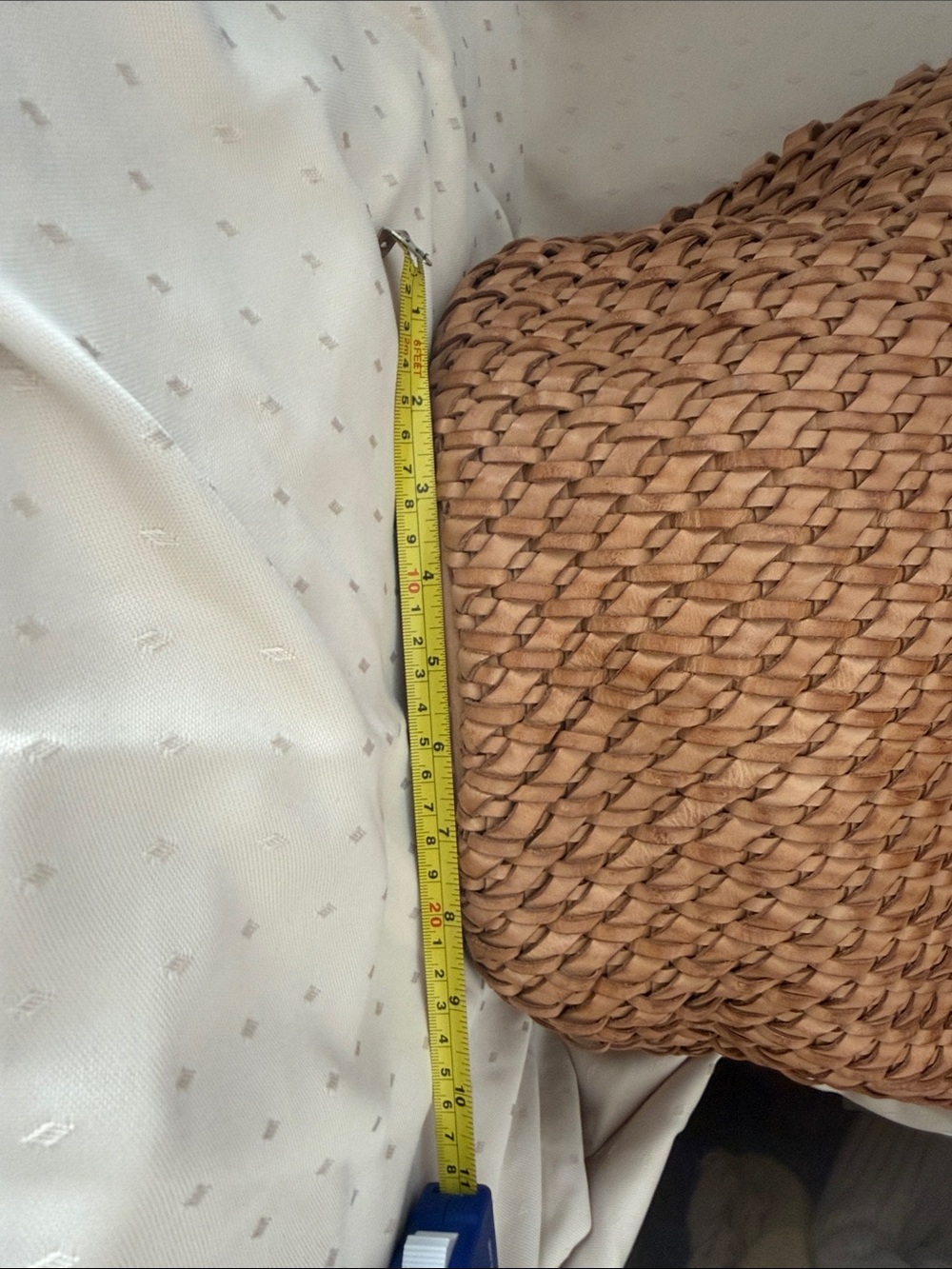 Woven Leather Tote Bag in Tan - Picture 8 of 11